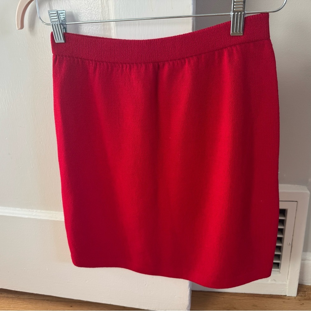Vintage St. John Collection Red Knit Mini Skirt